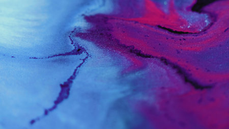 Glitter paint ink wave purple blue liquid blend