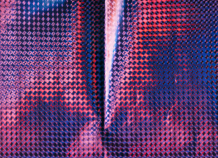 Glitch art distortion texture pink blue artifactsの写真素材