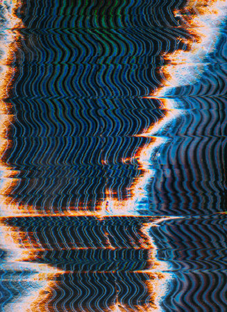 Digital noise glitch distortion curve line textureの写真素材