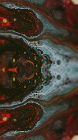 Ink fractal cyber portal red yellow blue drop mix