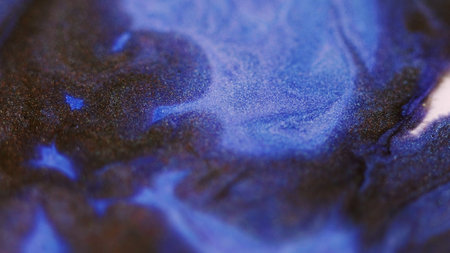 Glitter paint splash ink mix blue brown gloss flow