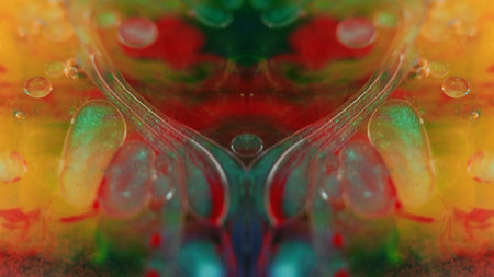 Oil bubbles paint fractal color glitter mist ink