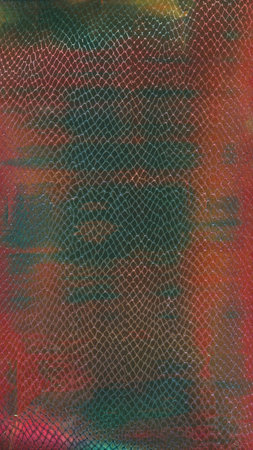 Leather effect. Scale pattern. Red green color snake ornament art layer creative line stripe...
