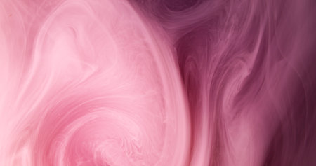 Mist texture. Paint splash water. Blur pink ethereal vapor cloud silk wave acrylic ink on black...