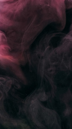 Explosion cloud. Ink water drop. Defocused pink black color glitter texture ethereal smoke wave flow...