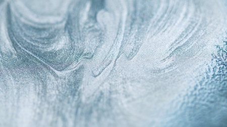 Liquid silver texture. Shimmer ink flow. Defocused gray color metallic glitter sand particles...