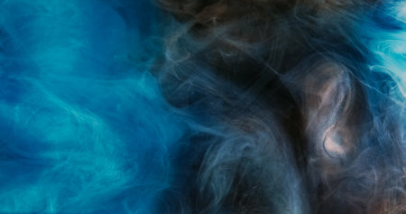 Magical mist. Glitter smoke. Fantasy fog. Steam paint blue purple wave hypnotic abstract art background shiny mystical vapor texture.の写真素材
