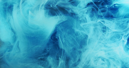 Steam twist. Dreamy haze. Azure blue ink glitter abstract fog futuristic magical glowing bright...