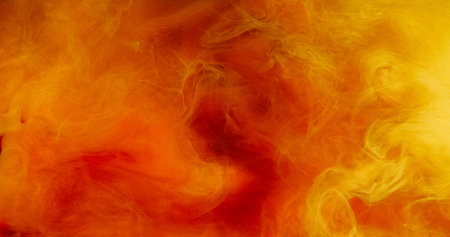 Shiny steam. Sparkling particles. Ink water splash. Defocused magical orange red fluid hypnotic...