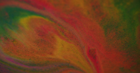 Dye mix. Glitter wave. Paint liquid overlay with marble effect. Sparkling enamel of different contrast shades blend fluctuations wide ink stream.の写真素材