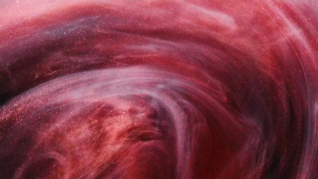 Smoke texture. Glitter sparkle. Defocused bright red pink cloud ink mist vortex vapor paint steam moving on art background.の写真素材