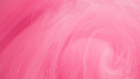 Paint splash. Sparkling mist. Defocused bright pink white cloud ink mist vortex vapor steam moving on abstract art background.の写真素材