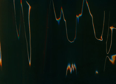 Glitch noise overlay. Distortion artifacts. Dust scratch texture. White orange blue color light...