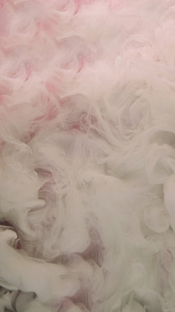 Fluid burst. Color blend. Defocused white pink smoke fume mist fog flow splash paint ink texture...