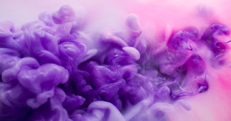 Cloud mix. Wave fog. Fluid ink fantasy colorful swirl underwater stream. Purple pink violet abstract...