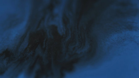 Sparkling liquid. Cloud steam. Defocused dark black blue color paint water chemical particles flowing on abstract art background.の写真素材