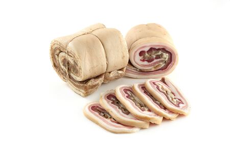 bacon on white backgroundの写真素材