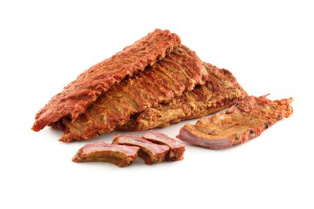 Pork ribs on white backgroundの写真素材