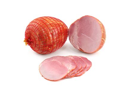 ham on a white backgroundの写真素材