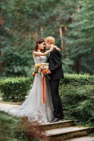 Bride and groom at wedding newlywedsの写真素材