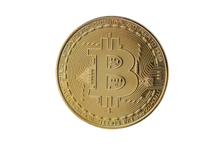 bitcoin isolated on white backgroundの写真素材