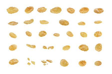 corn flakes on white background isolatedの写真素材
