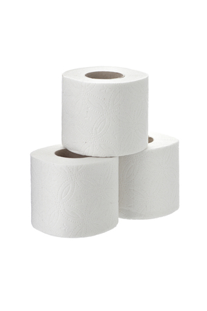 toilet paper on white background isolatedの写真素材