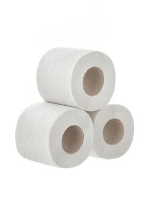 toilet paper on white background isolatedの写真素材