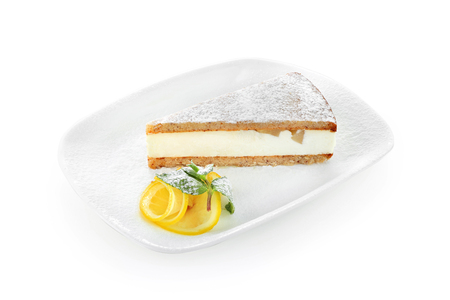 Ricotta pear on white backgroundの写真素材
