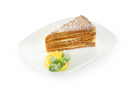 Cake Honey on a white plateの写真素材