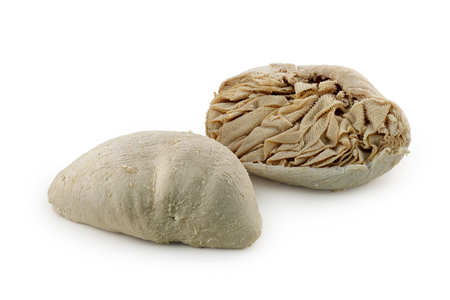 Boiled beef stomach on white isolated backgroundの写真素材