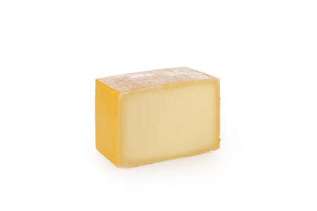 piece of hard cheese on white background isolatedの写真素材