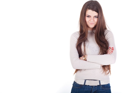 Young casual woman style isolated white backgroundの写真素材