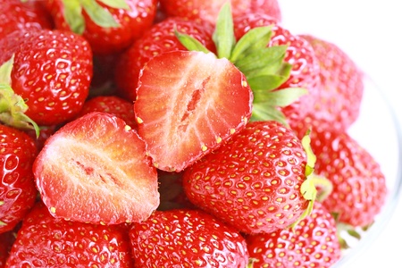 a lot of Fresh red strawberries isolated の写真素材