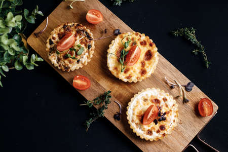 catering food for menu. small pizzas pieの写真素材