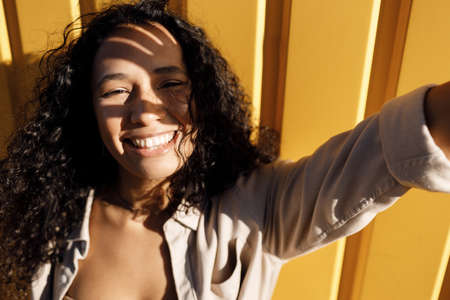 pretty young woman outdoor portrait with headphones