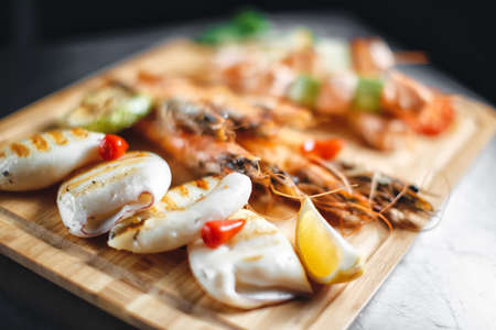 seafood catering canape menu for restaurantの写真素材