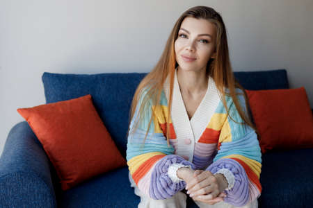pretty young woman at home