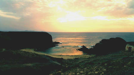 Sunset over Playa Papagayo, Lanzarote, the Canary islands