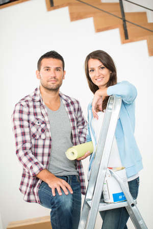 Young couple ready to reform houseの写真素材