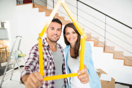 young couple happy in a new houseの写真素材