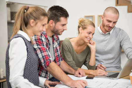 group of young people in business meetingの写真素材