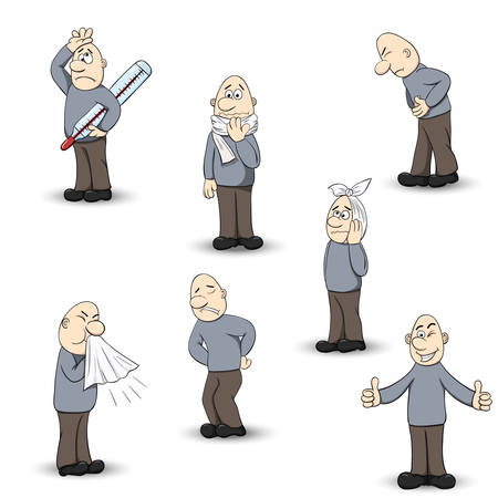 Human Disease Illness Sickness Symptom Syndrome  Vector Set のイラスト素材