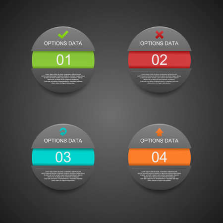 Modern Sphere Infographics Black Origam Style  Four Step のイラスト素材