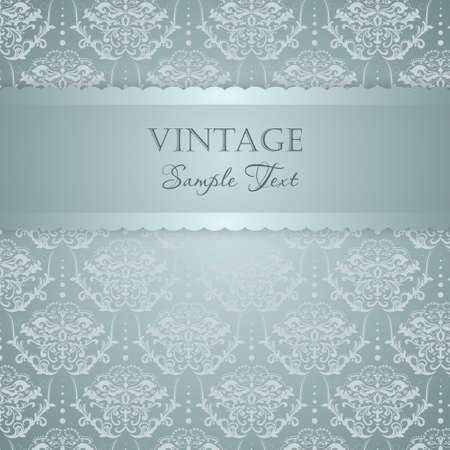 Elegant invitation card. Ornamental silver and blue greeting cardのイラスト素材