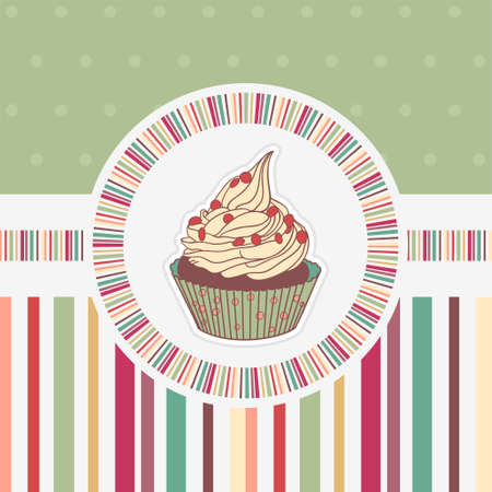 Funny card with cupcake in scrapbooking style. Vector illustrationのイラスト素材