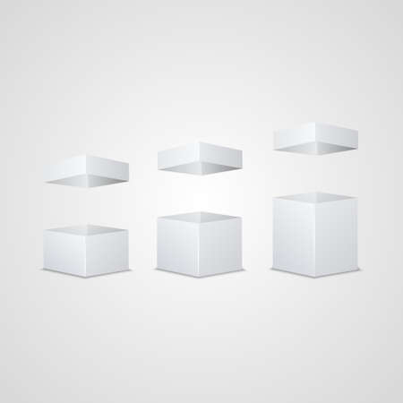 Set of three white open cartons. Isolated. Vector illustration.のイラスト素材