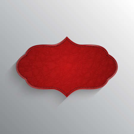 Realistic red leather label with place for text. Vector background.のイラスト素材