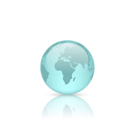 Realistic blue glass globe isolated on whiteのイラスト素材