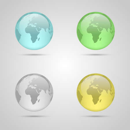 Set of four glass planet earthsのイラスト素材